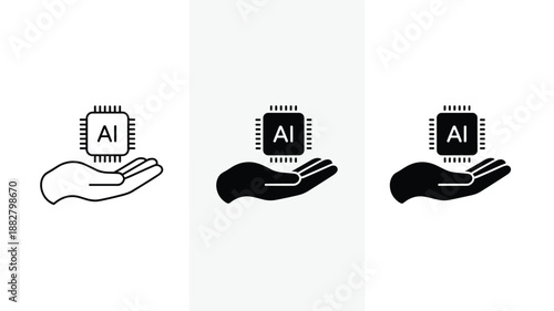 Artificial intelligence AI microchip processor in hand concept illustration for technology solutions machine learning and digital transformation modern innovation in tech industry use for presentation