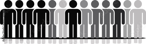 Diverse group of people icons standing together representing unity inclusion and teamwork in a minimalist style for corporate diversity and equality initiatives human resources and community outreach