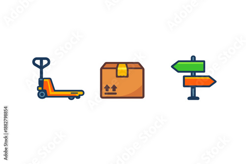 Logistics and shipping icons on a dark background