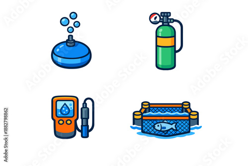 Collection of aquatic equipment icons