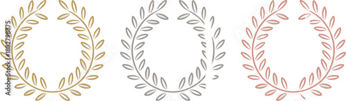 Elegant gold silver bronze laurel wreaths set isolated on white background classic symbol of victory achievement and success decorative design element for awards ceremony invitation cards and wedding