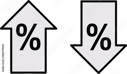 Percentage Increase Decrease Arrow Graphic for Financial Analysis and Business Reporting modern minimalist line art vector illustration for stock market trends data visualization economic forecast pre