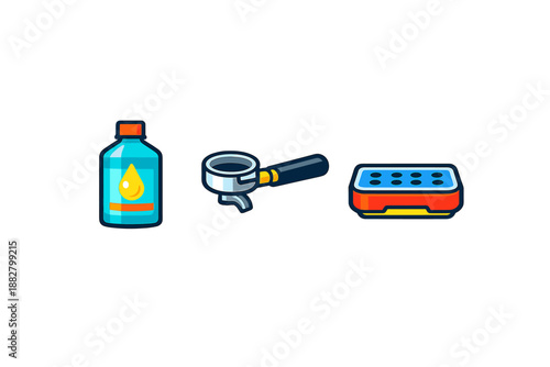 Set of coffee making accessories icons