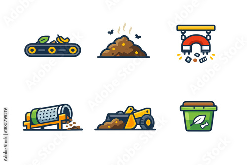 Waste management and recycling icons