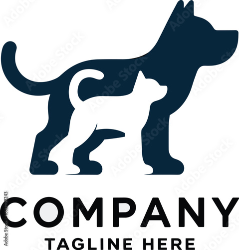 Modern dog and cat logo design concept for pet care services veterinary clinic or animal shelter professional branding graphic element stylish company emblem for veterinary services and pet product pr