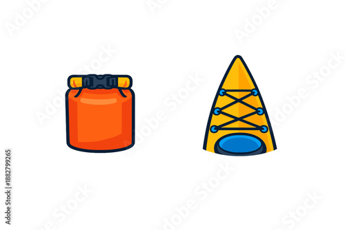 Dry Bag and Shoe Icon Set
