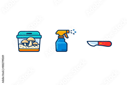 Mushroom cultivation icons