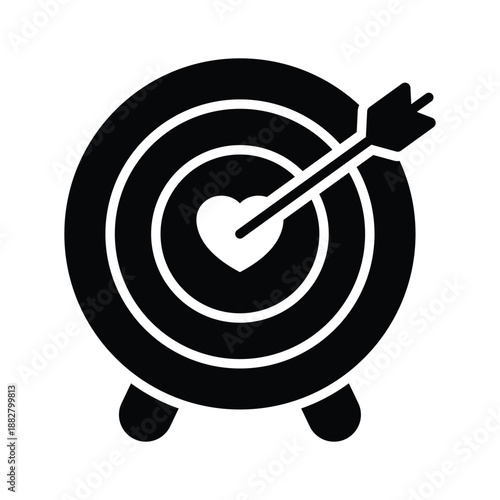 Premium glyph icon of love target showing cupid aim