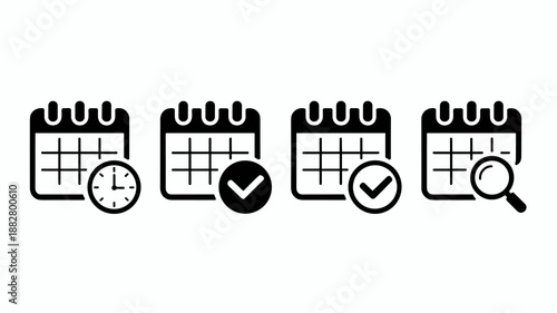Calendar date schedule appointment icons for business planning reminder organization time management event deadline project tracking timetable agenda in minimalist style for corporate website design a