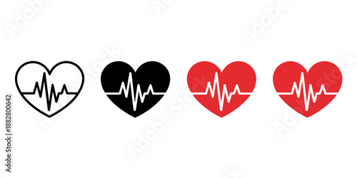 Heartbeat pulse line in heart shape medical symbol for healthy lifestyle rhythm and frequency monitoring for healthcare cardiology clinic and emergency services vector illustration for digital health