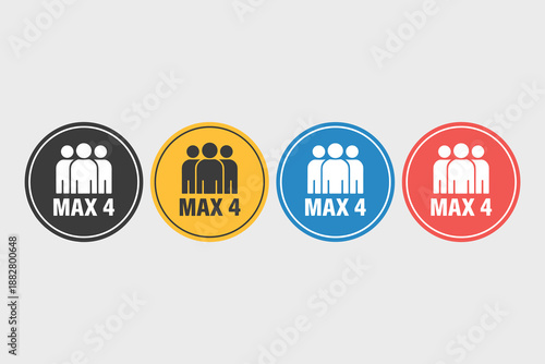 Maximum Four People Allowed Icon Set Illustration Vector Design Signage Graphic for Social Distancing Guidelines During Pandemic Outbreak Safety Regulations Crowd Control Limits in Public Spaces and G