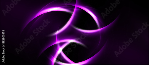 Abstract purple light curves flow across black background. Dynamic energy radiates, creating modern visual impact.