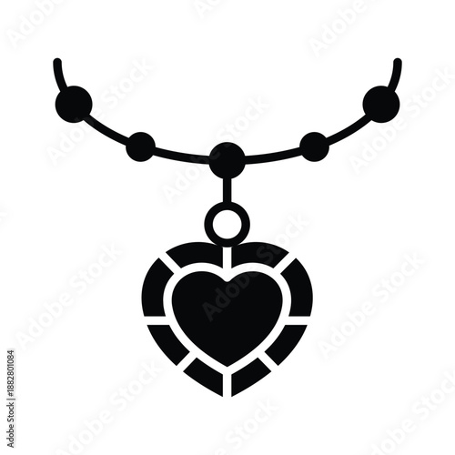 A premium glyph icon of heart necklace for valentines gift
