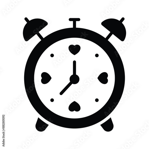 A modern glyph icon of valentine alarm for romantic reminder