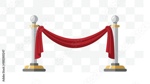 Elegant and classic red velvet rope barrier with chrome stanchions, creating a sophisticated access control system for exclusive events and VIP areas.