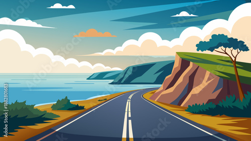 Coastal highway journey Vector