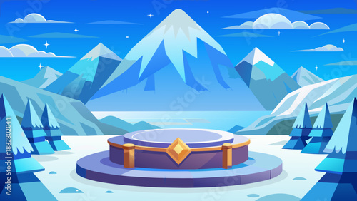 Snowy mountain stage Vector