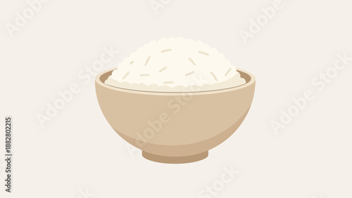 Aesthetic Rice Bowl Depicting Cooked Grains Suitable For Culinary And Nutritional Contexts