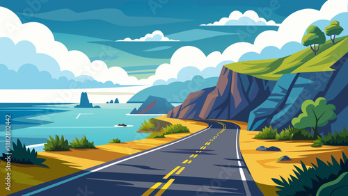 Coastal road journey Vector