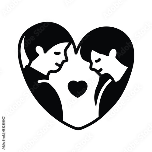 A charming glyph icon of romantic couple celebrating valentines love