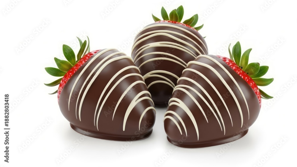 Fototapeta premium Strawberries in chocolate on a white background. AI generated. 