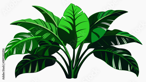 Vibrant green tropical plant Vector