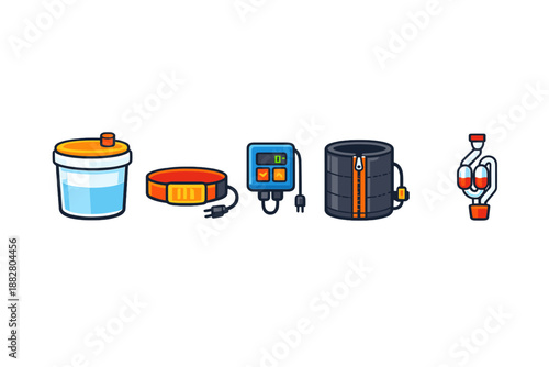 Brewing Equipment Icons Set
