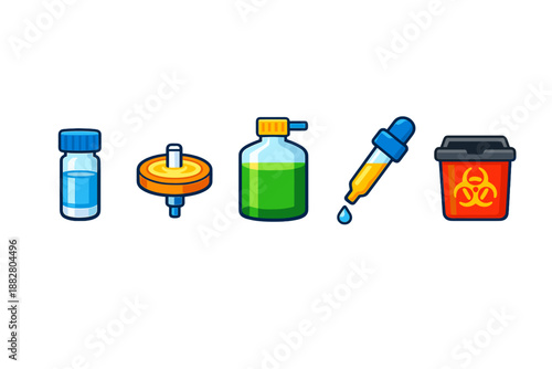 Laboratory equipment icons set
