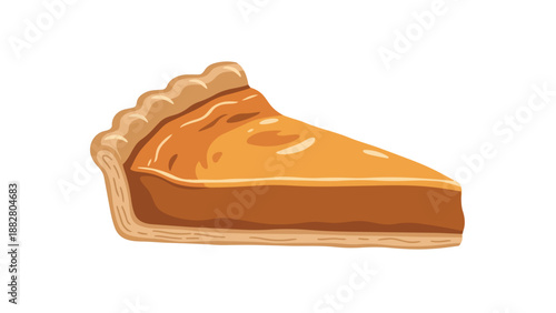 A charming stylized illustration of a delectable golden-brown pie slice with a flaky crust, perfect for seasonal menus, food blogs, or