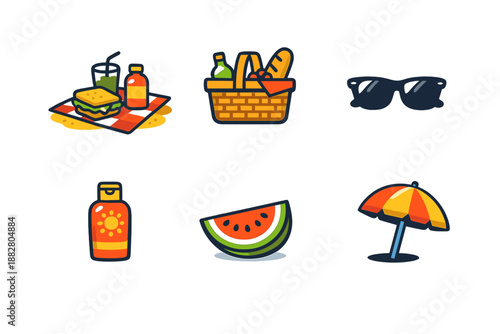 Summer Picnic Icons Set