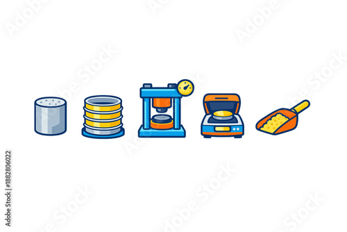 Process Icons: Compacting, Weighing, and Scooping Material