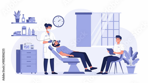 Dental examination in a modern clinic with professional staff