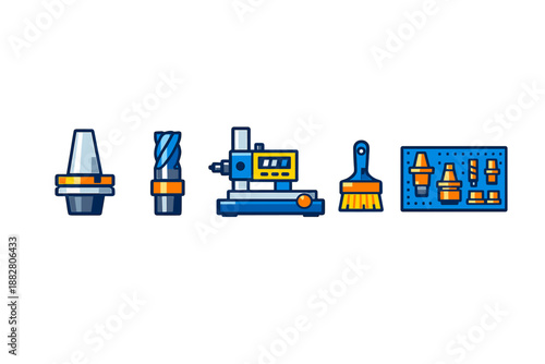 Collection of industrial tools and equipment icons