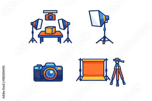 Photography Studio Equipment Icons
