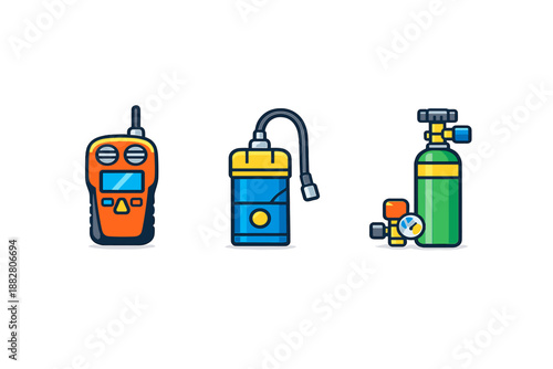 Set of dive equipment icons