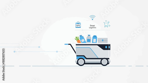 Autonomous Grocery Delivery Concept Illustrating Modern Logistics and Smart Technology
