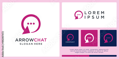 Arrow chat logo design template.