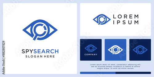 Spy search logo design eye and magnifying.