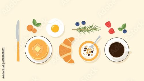 Breakfast Delight: A Vector Illustration of Delicious and Appealing Morning Cuisine