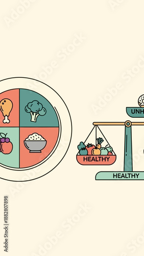 Balanced Nutrition And Portioning For A Healthy Eating Plan With Visual Aids