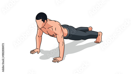 Man performing push up exercise in minimalist style