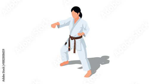 Martial artist practicing karate in dynamic isometric design