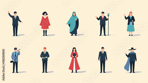 Diverse professions explored in flat design characters collection