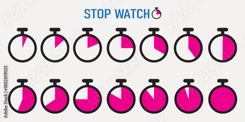 Flat vector illustration of chronometers representing countdown and elapsed time.