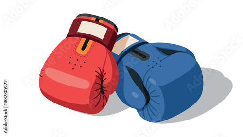Colorful flat design boxing gloves symbolizing competition and sportsmanship