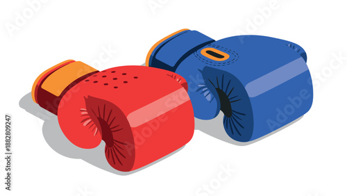 Colorful 3d boxing gloves on white background
