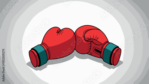 Red boxing gloves in flat design on gradient background