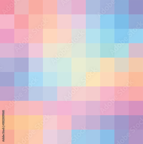 Seamless Background Colored Cubes, Pastel Gradient Pixel Grid Background