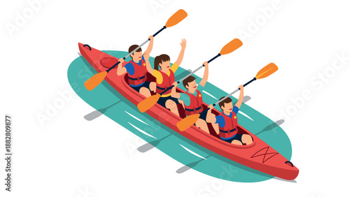 Adventure time with friends on a river kayaking trip