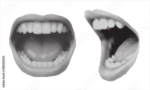 half tone Mouth open wide showing teeth